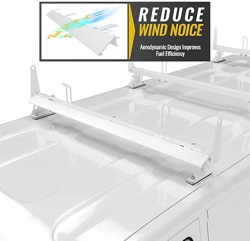 Miniatura 5 de AA-Racks Deflector de viento de acero para escalera de 57 pulgadas, accesorio para rack de furgoneta para modelo X202 Series Blanco