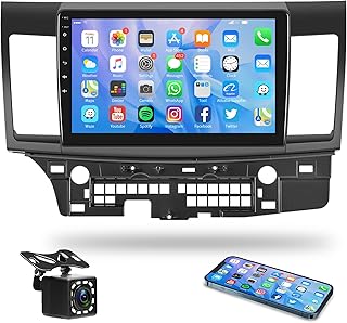Android Car Stereo for Mitsubishi Lancer 2008-2017, Rimoody 10.1 Inch HD Touch Screen Car Radio with GPS Navigation WiFi Bluetooth FM Radio Mirror Link USB Lancer Radio Come with Backup Camera