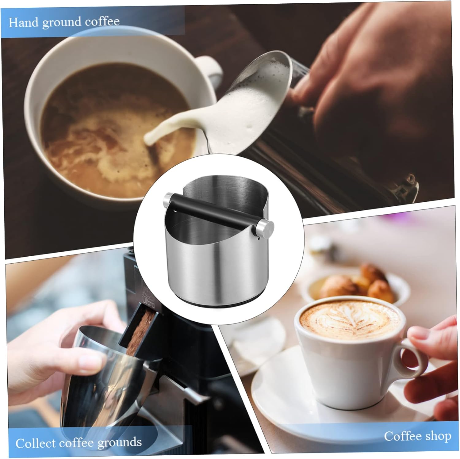 Ciieeo Stainless with Removable Tapping Bar and Non Slip Pad Coffee Grounds Container for Easy Cleaning and Stable Use for Coffee Waste