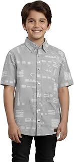 THE ROOT & RISE | Boys Grey Printed Abstract Shirt Soft Cotton Half Sleeve Comfortable Regular Fit Elegant Casual Everyday... Price In India