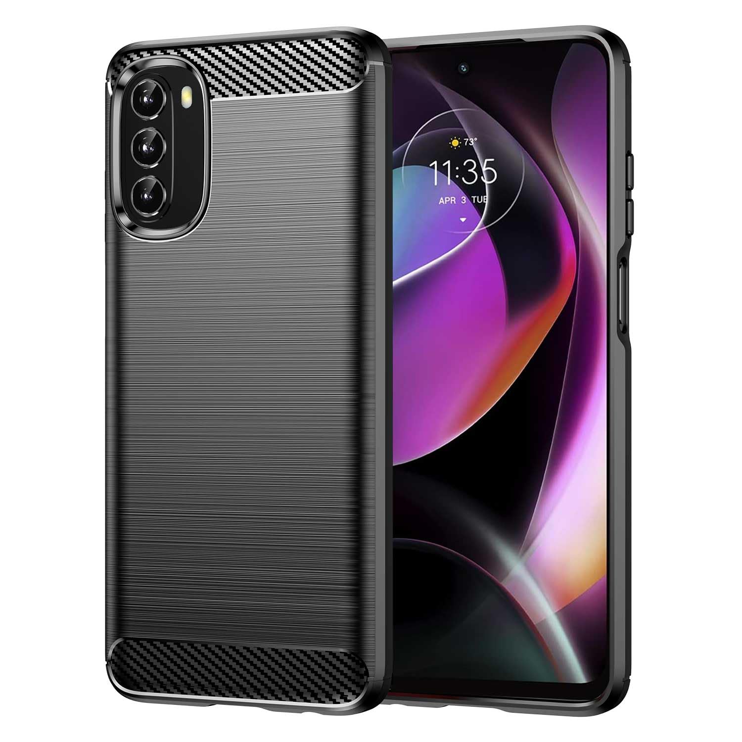 for Moto G 5G 2022 Slim case,Thin Soft TPU Silicone Flexible Rubber Carbon Fiber Anti-Scratch Shockproof Protective Cases Cover for Motorola G 5G 2022,Brushed Black