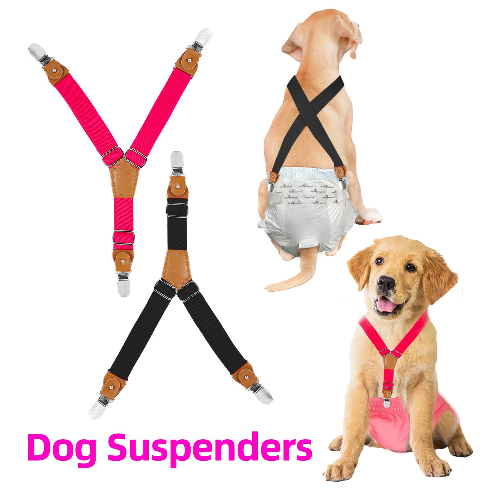 Hunde-Hosenträger Set, 2 Stück – Verstellbar, Für Windeln & Hundekleidung, Weiblich/small Bis Large