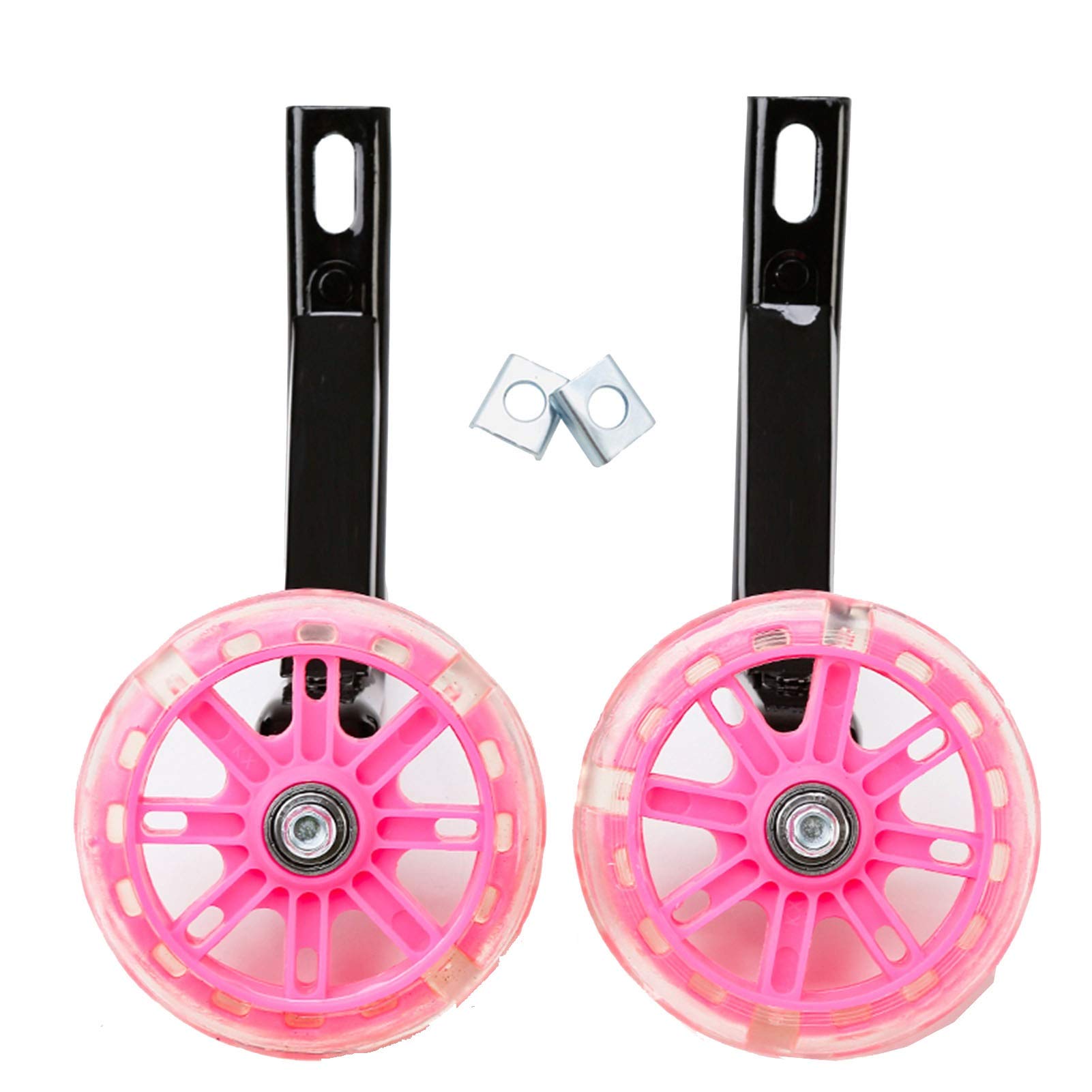 Lenkrollen, Bockrollen Universeller Kinderfahrrad-Stabilisator for Kinder, Stützräder, 12–20 Zoll, LED-Licht, Blau, Schwarz, Grün, Rosa (Color : Pink, Size : 16in)