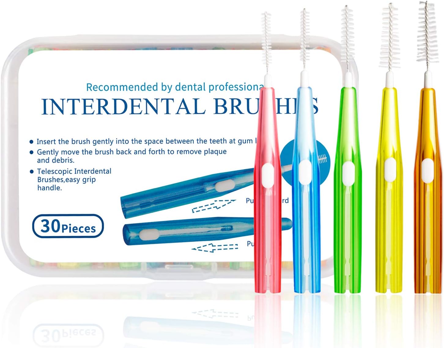 Interdental Brushes 30pcs Mixed Pack with Sizes 0.6-1.5mm Xpassion Tooth Dental Picks for Daily Oral Hygiene Healthy Teeth and Gums Simple and Effective Cleaning Fit for Children Adult