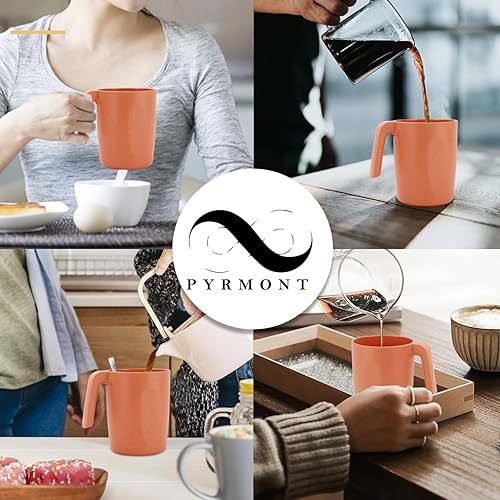 Miniatura 5 de PYRMONT Vasos de paja de trigo, juego de 6 vasos de plástico reutilizables de 16 onzas con asas para cocina, vasos irrompibles para acampar, sin