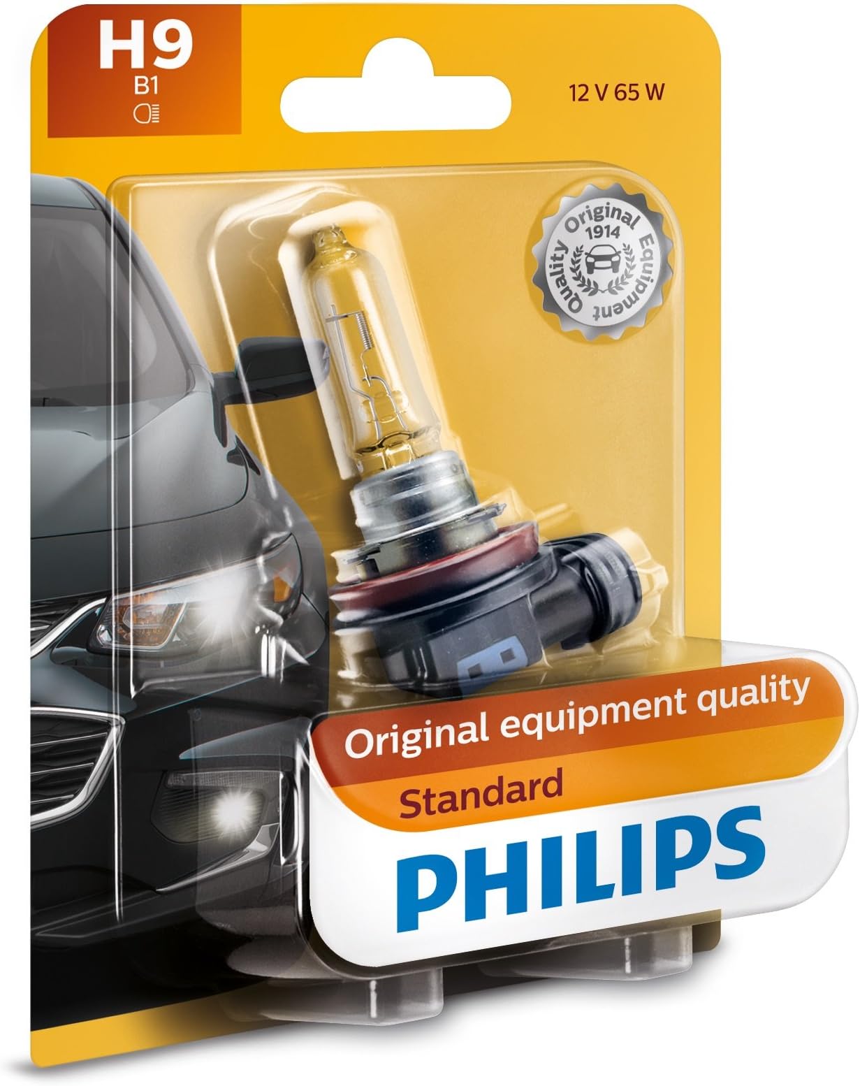 Philips 12361B1 H9 Standard Halogen Replacement Headlight Bulb, 1 Pack