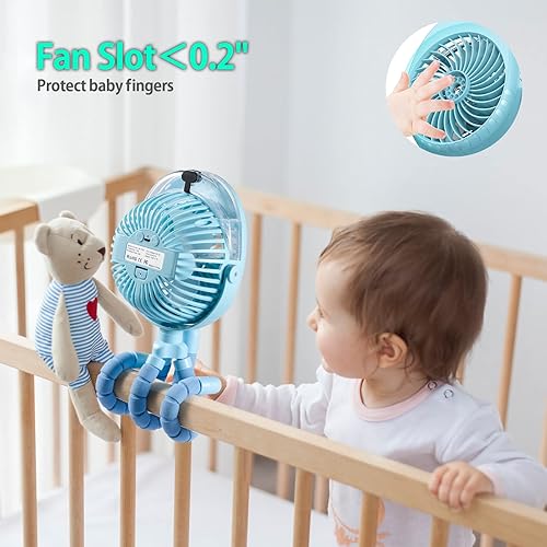 Miniatura 6 de Ventilador portátil para cochecito con niebla, ventilador de nebulización recargable con rociador de agua, ventilador de niebla personal giratorio