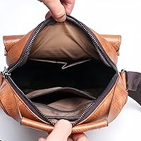 Vista 8 de Bolso cruzado pequeño, bolso de hombro para hombre, bolso de cuero vintage para oficina y negocios para hombres, bolso de mano con cremallera