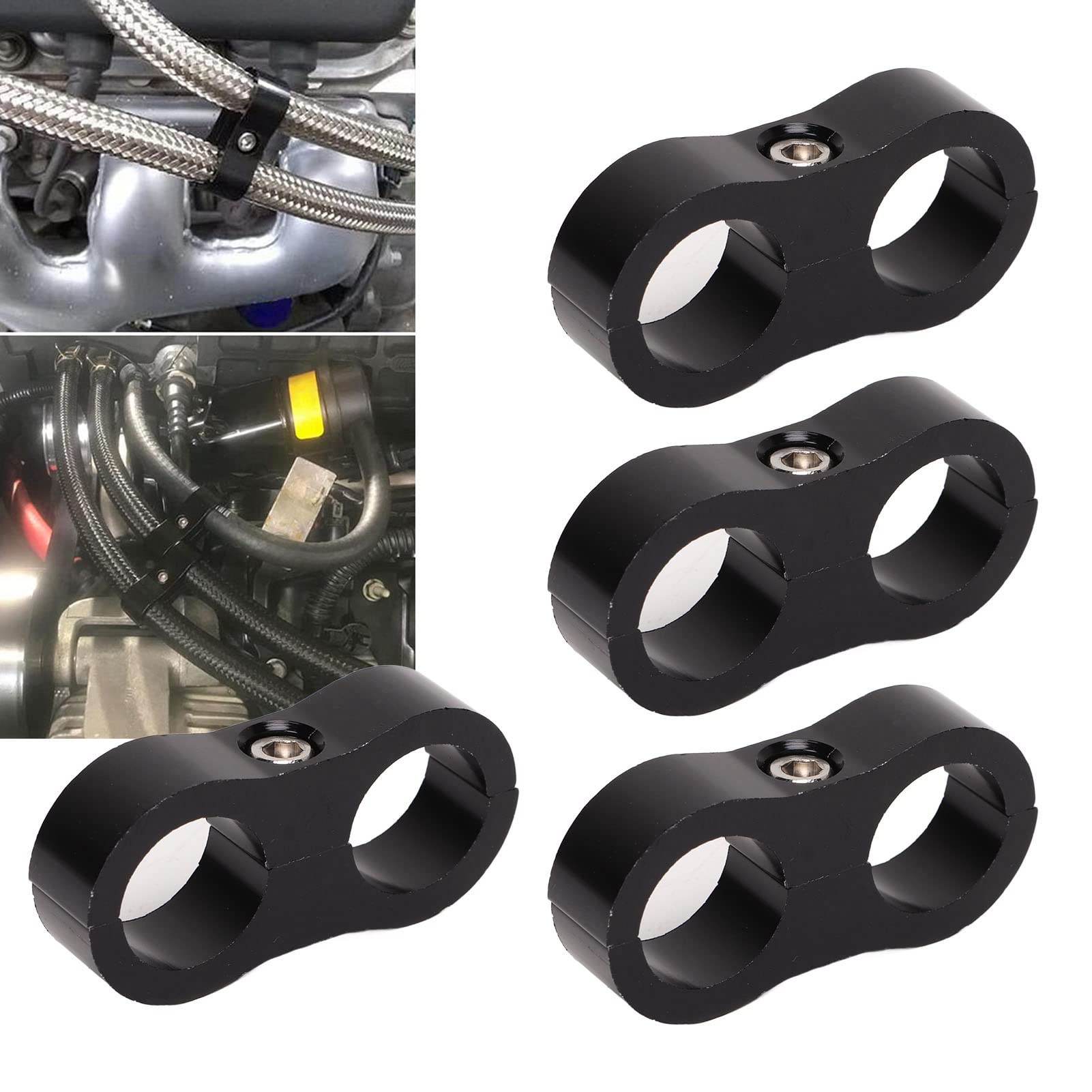 4 Morsetti Separatori Per Tubi Carburante 3/4'' – Clip In Alluminio Per Auto – Con Chiave Di Montaggio - 3