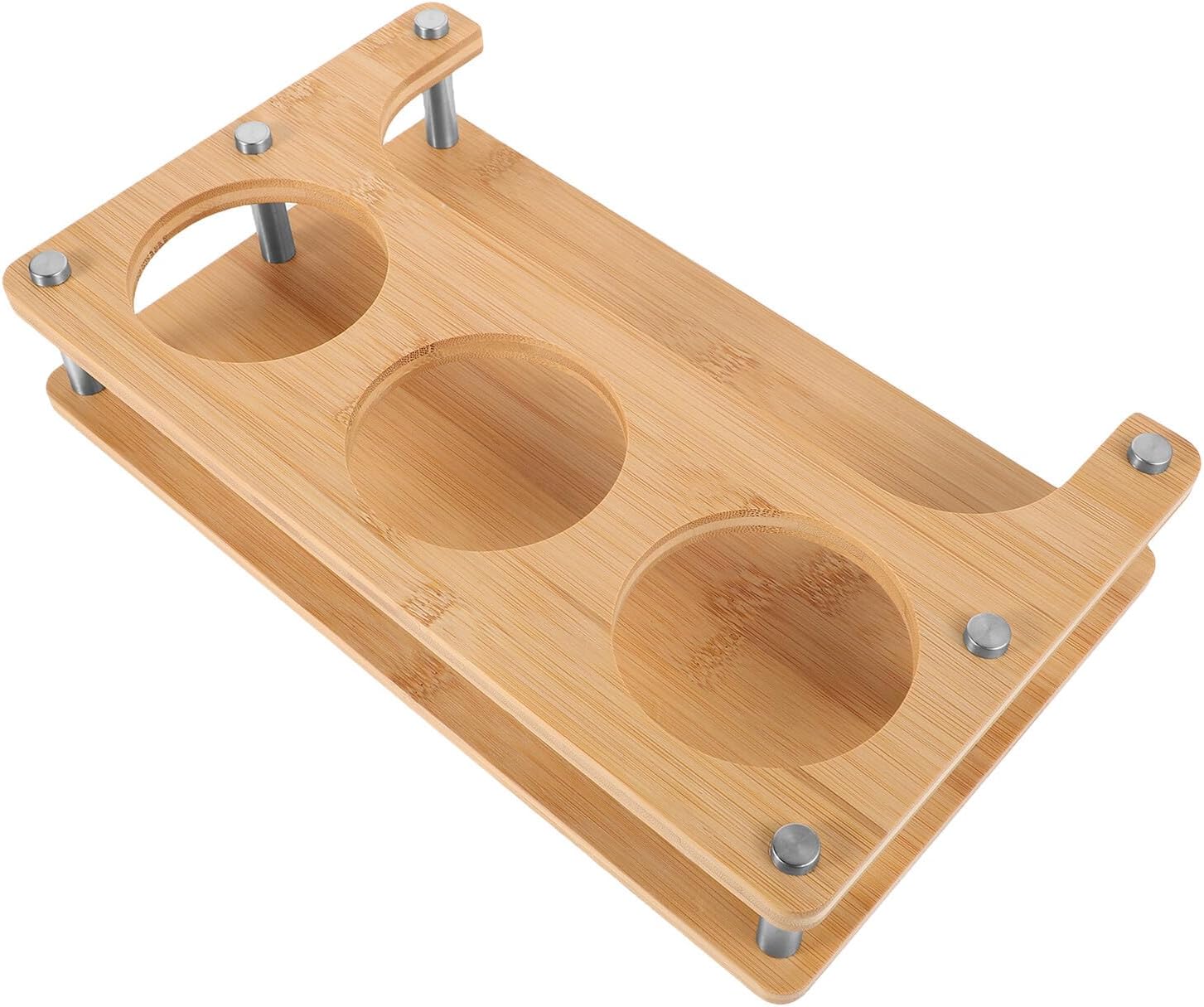 Kitchen Spice Rack Seasoning Holder with 3 Compartments 8x8x8 Cm Wooden Bottle Spice Storage Rack for Oil Salt Vinegar Soy Sauce for Home Kitchen