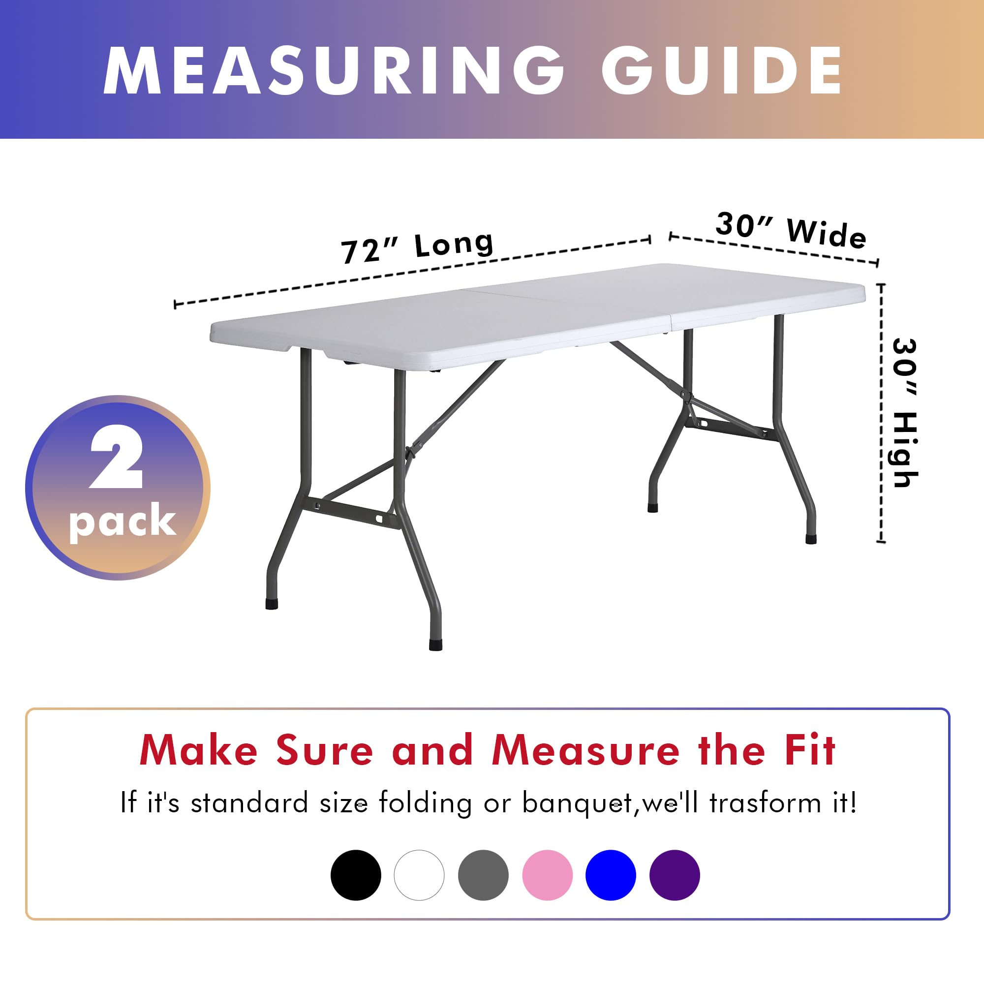 Nasitos 4er-Pack Tischrock Für Rechteckige Tische 244 X 76 Cm – Elastisches Stretch-Spandex, Bodenlang, Elegant – Für Partys, Bankette & Messen