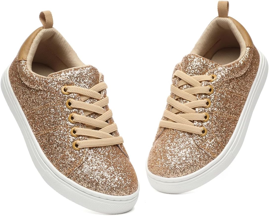 Bernal Girls & Boys Sparkle Glitter Sequin Sneakers Toddler/Little Kid/Big Kid Slip On School Low Top Walking Shoes Show Gift