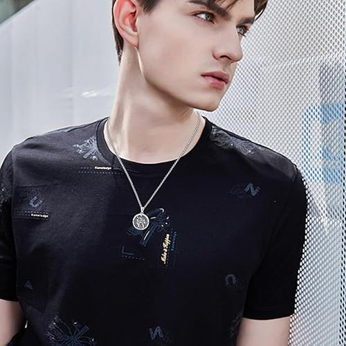 Vista 501 de Collar con colgante de plata de ley 925 con medalla de San Patrón, joyería religiosa para hombres y mujeres, con cadena de acero inoxidable 316L