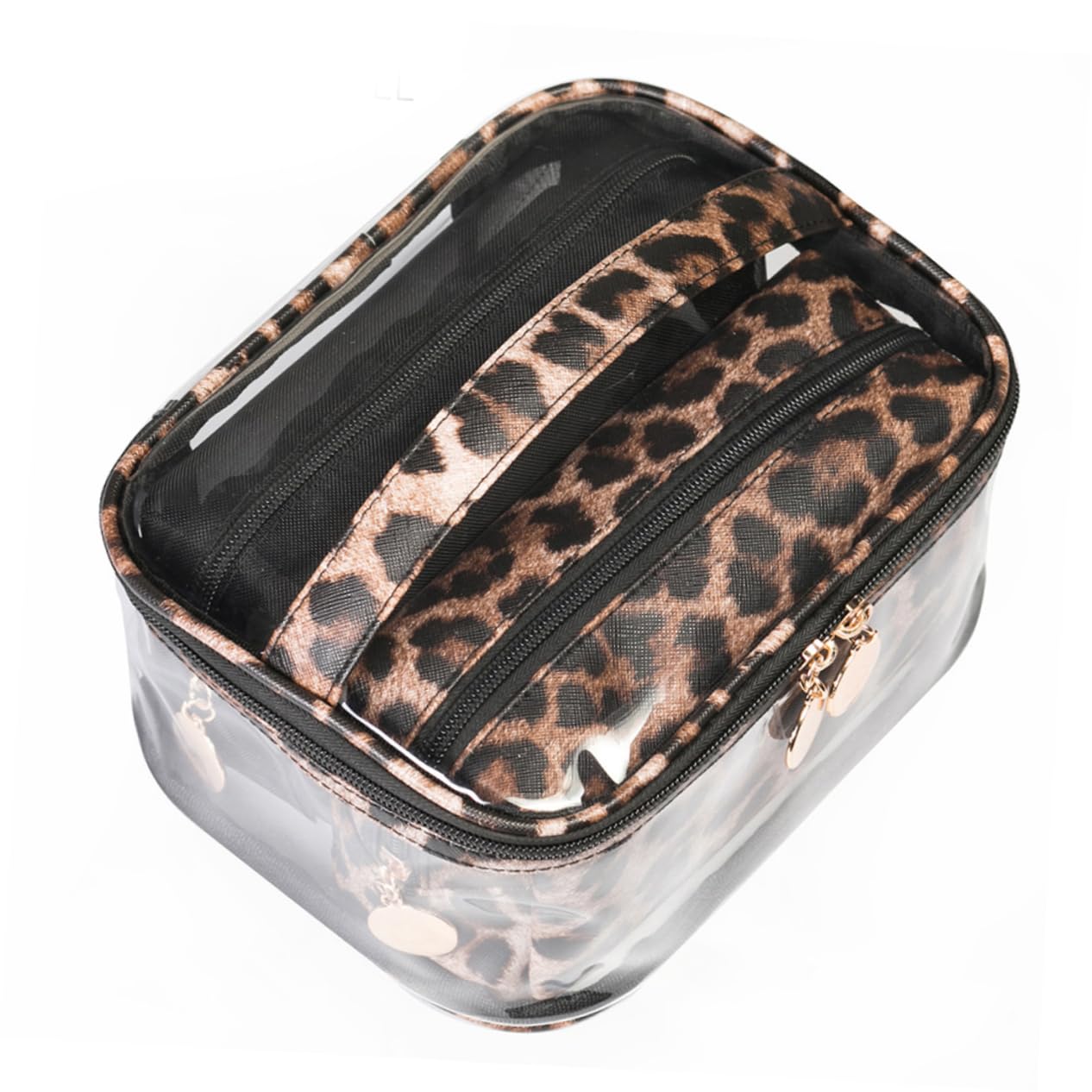 Beaupretty 6piezas Bolsa De Maquillaje Diseño De Leopardo Oscuro PVC Transparente Multiusos y Gran Capacidad para Cosméticos y Accesorios De Viaje