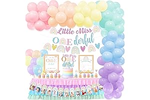 Boho Rainbow 1st Birthday Decorations Pastel Baby Shower Party Supplies with Little Miss Onederful Banner