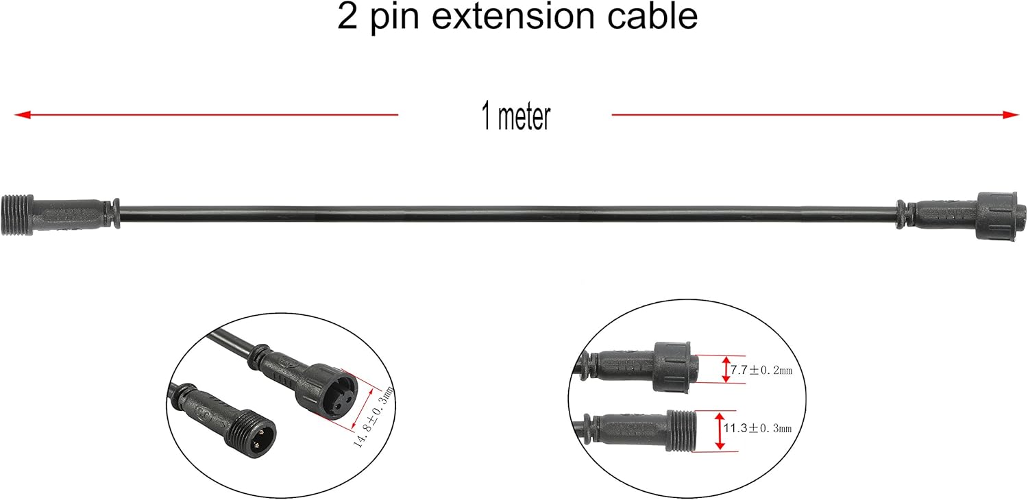 FVTLED Pack of 5, 1m 3.28ft 2Pin Extension Cable Wire with Male and Female Connectors at Both Ends for Single Color LED Deck Light