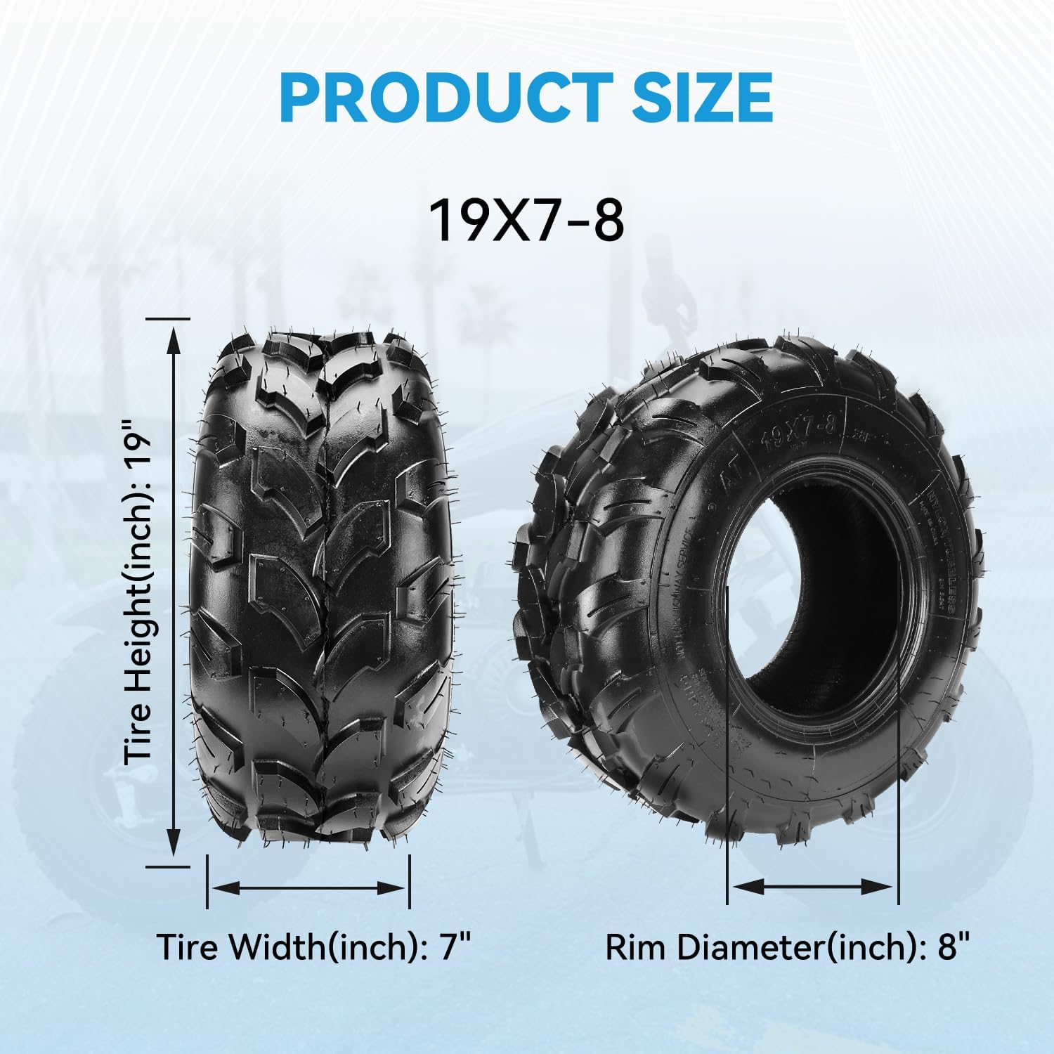 EOPOAYI 19x7-8 Tire 19x7x8 Street Tubeless Compatible with Coleman Mini Bike CT200U BT200X Baja Warrior MB165 MB200 Axis M200 Coolster 110cc 125cc ATV UTV Quad 4 Wheeler Go Kart Replacement Parts 4PR