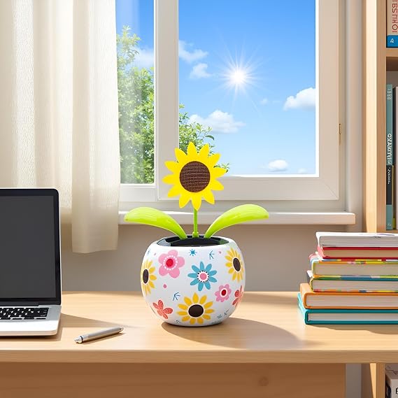 Sunflower Solar Dancing Flower Solar Dancing Solar Toys, Solar Powered Swinging Animated Dancer Toy Office Desk Car Decoration for Car, Solar Power Kits, Funny Ornaments