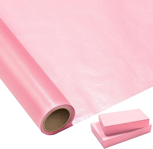 Larcenciel Rollo de Papel de Seda Rosa de 17 pulgadas x 33 pies, Papel de Seda Brillante con Lustre Perlado para Envolver Regalos para Bolsa de