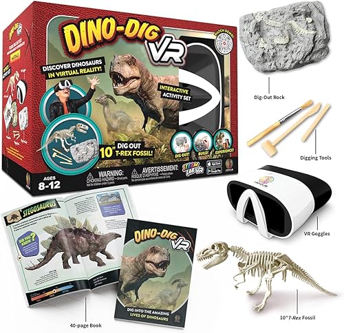 Miniatura 2 de STEAM Dino Dig VR - Kit de ciencia para niños de realidad virtual, libro y juego de actividades de aprendizaje interactivo STEAM, para edades de 8