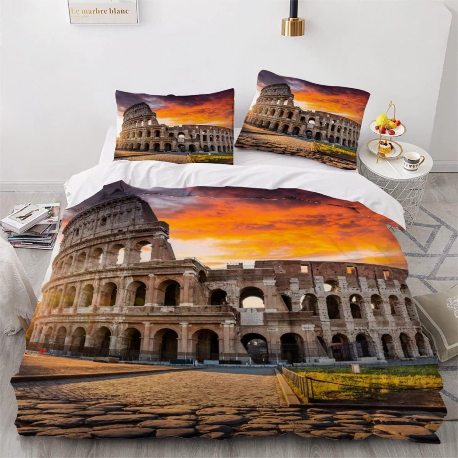 OAXACO Copripiumino Matrimoniale 260x240 Cm Con Federe, Morbida Microfibra, Stampa 3D Del Colosseo, Biancheria Da Letto Per Adulti E Bambini