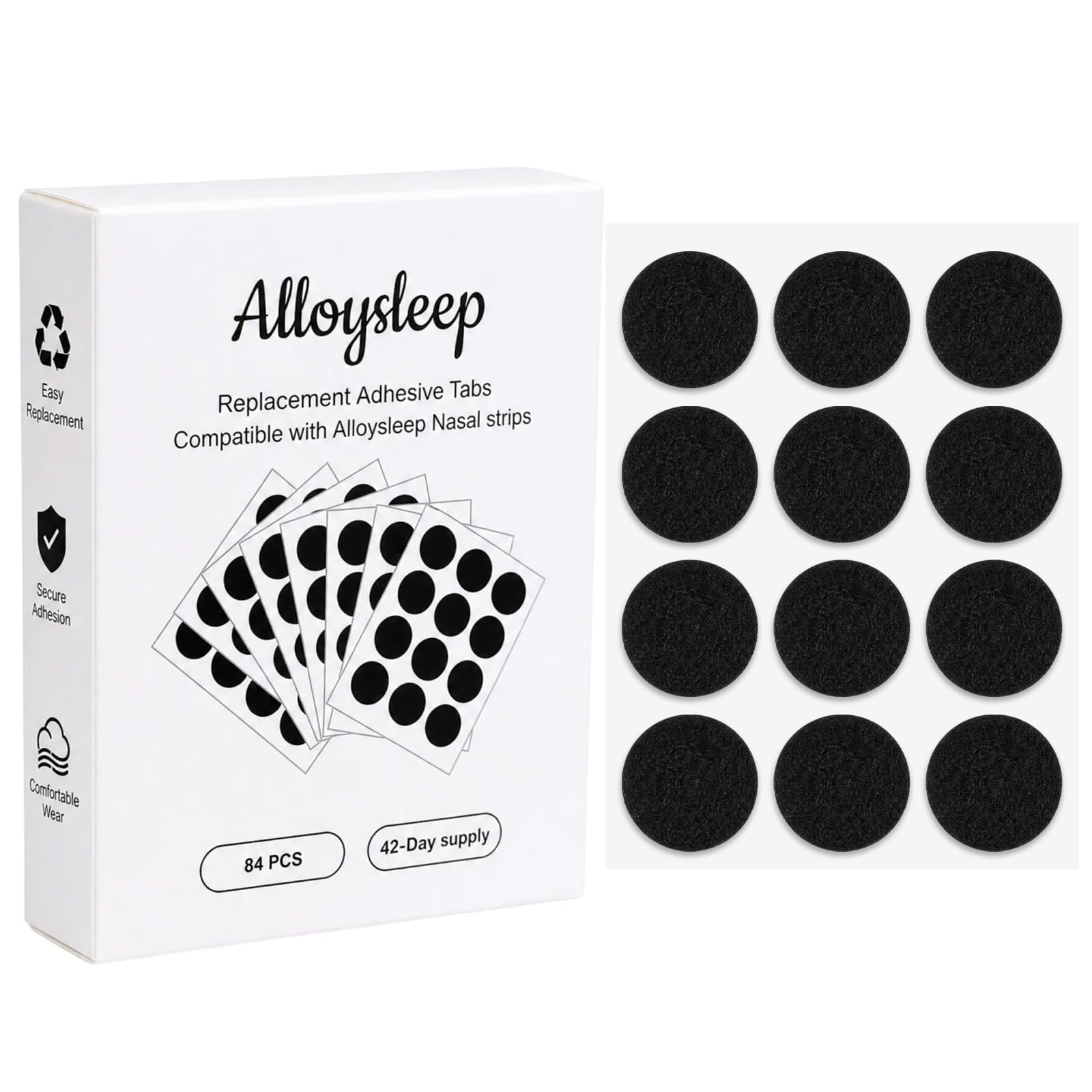 Replacement Adhesive Tabs for Nickel Titanium Alloy Nasal Strips, 84 Count