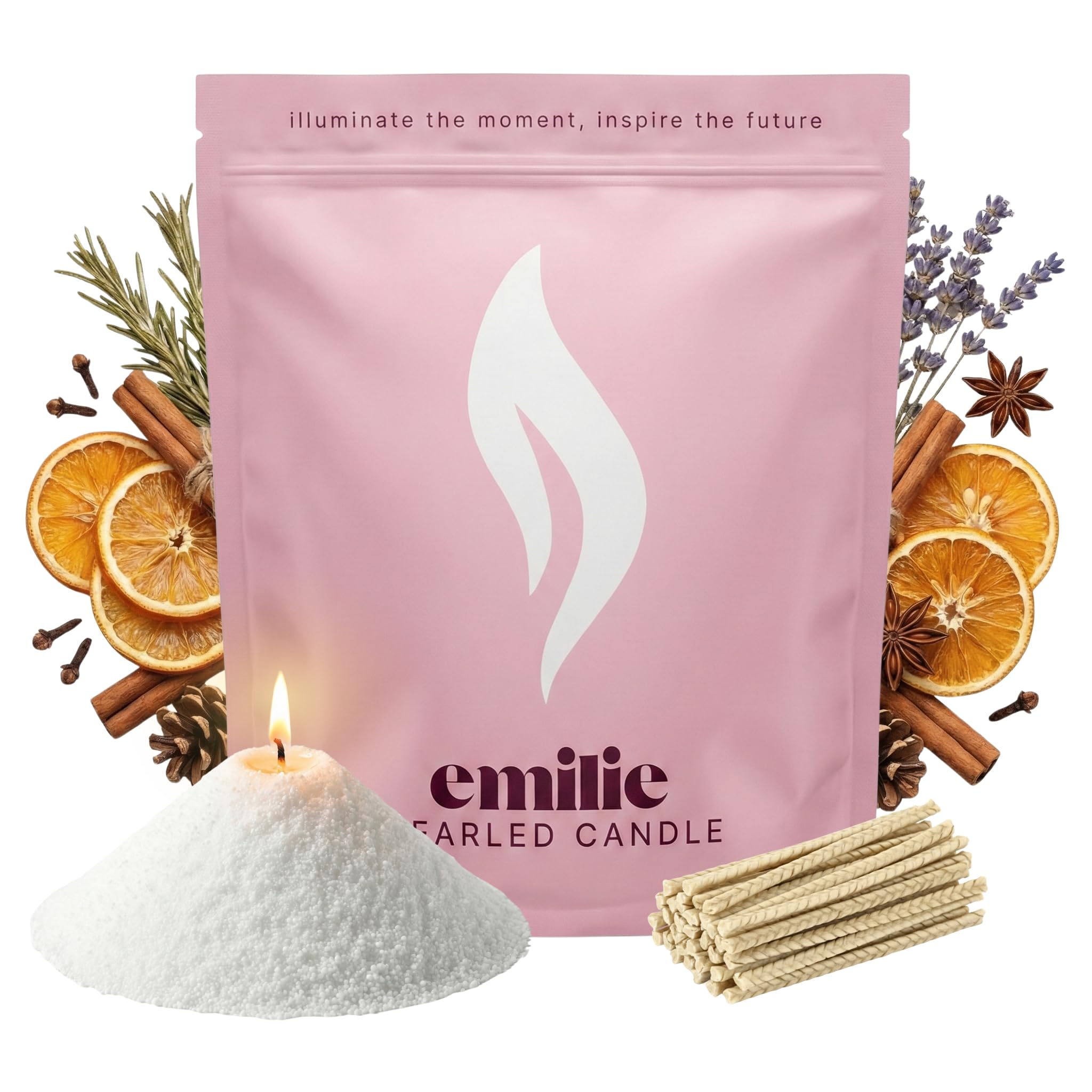 Emilie Pearled Candle 500g/1kg Refillable Wax Pearls – White Scented Pearled Candle for Any Container – Self-Extinguishing, Plant-Based, Reusable – 30/50 Cotton Wicks (500g, Cosy Night in)