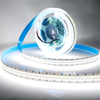 2835 SMD Cold White LED Strip Lights 6500K DC24V 16.4ft Double Row | 2400 LEDs Flexible LED Strip Tape Light Ribbon Lamp LED Daylight Dimmable Strip Lights for Bedroom, Kitchen, Cabinet