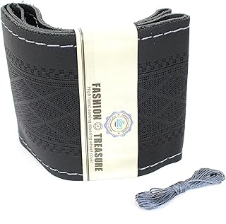 Generic Silicone Steering Wheel Cover, Breathable Non-Slip Design, Soft and Comfortable Feeling, Universal Auto Car Steering Wheel Stitch on Wrap - Black with White line