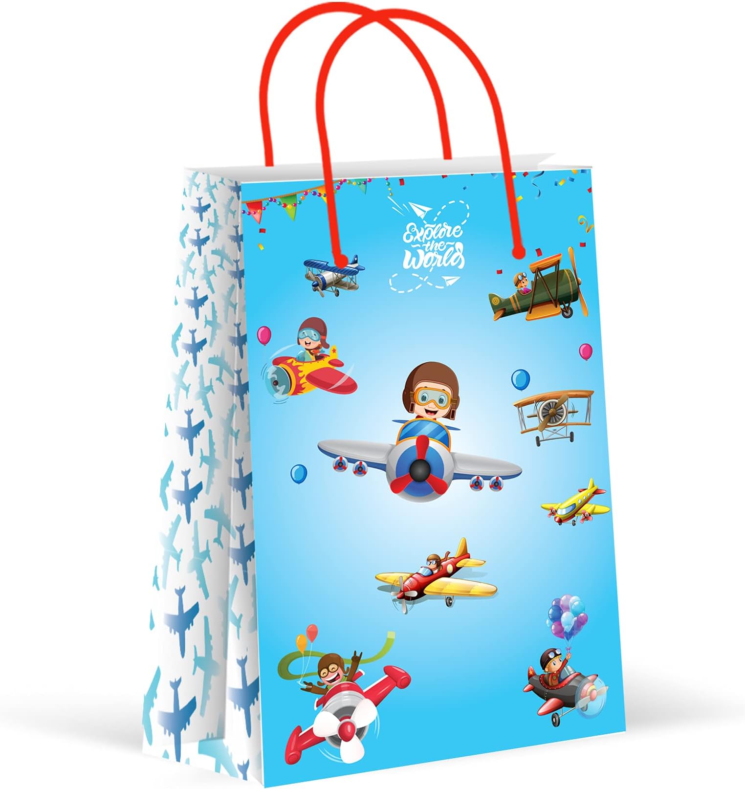 Premium Airplane Party Bags - Plane Party Favor Treat Goody Bags - 12 Pack