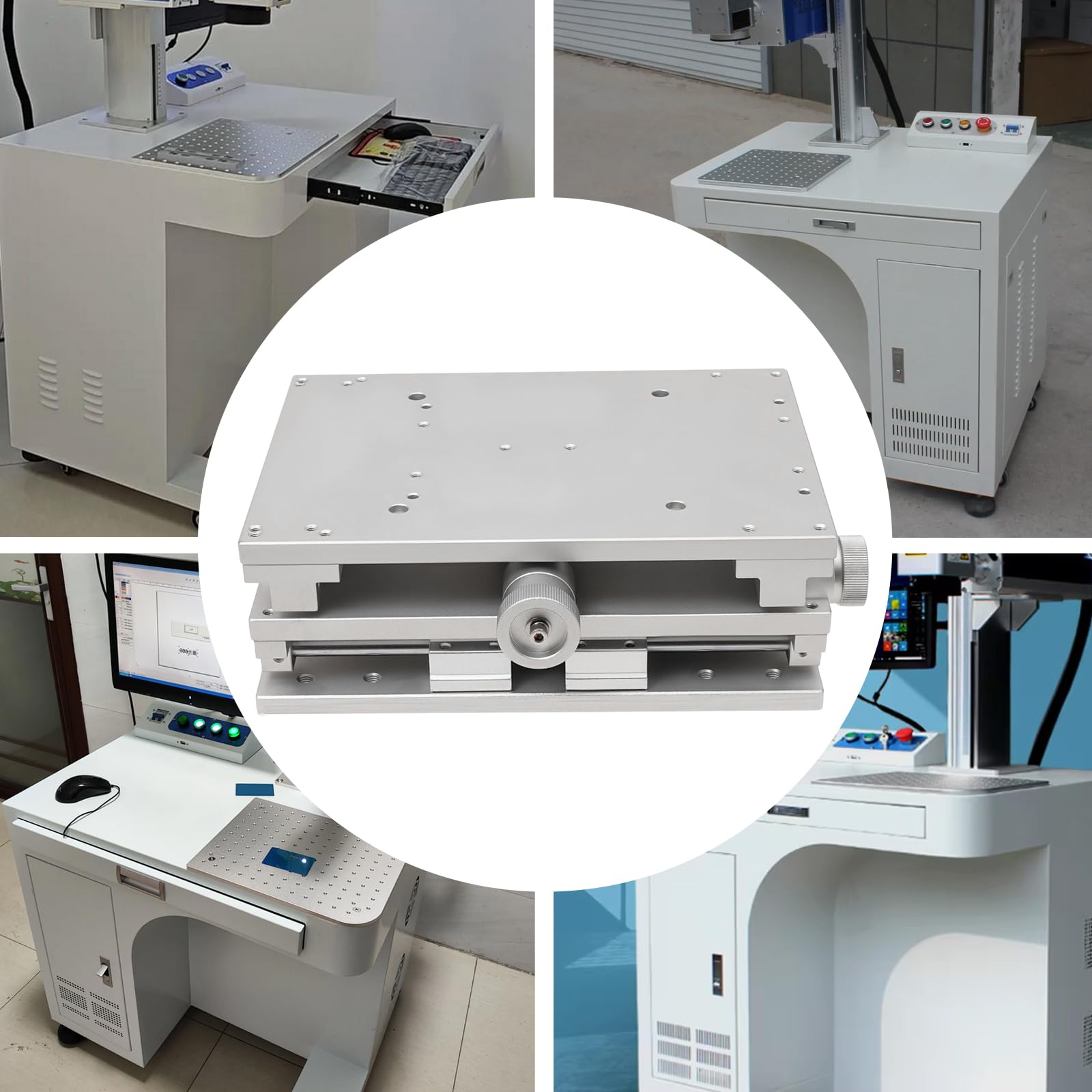 Manueller XY-2-Achsen-Lineartisch 50 * 80mm Schlaganfall M6 Threaded Hole Aluminiumlegierung Lineartisch mit Handrad XY Linear Stages für IC, U-Disk, MP3, Speicherkarte Positionsmarkierung