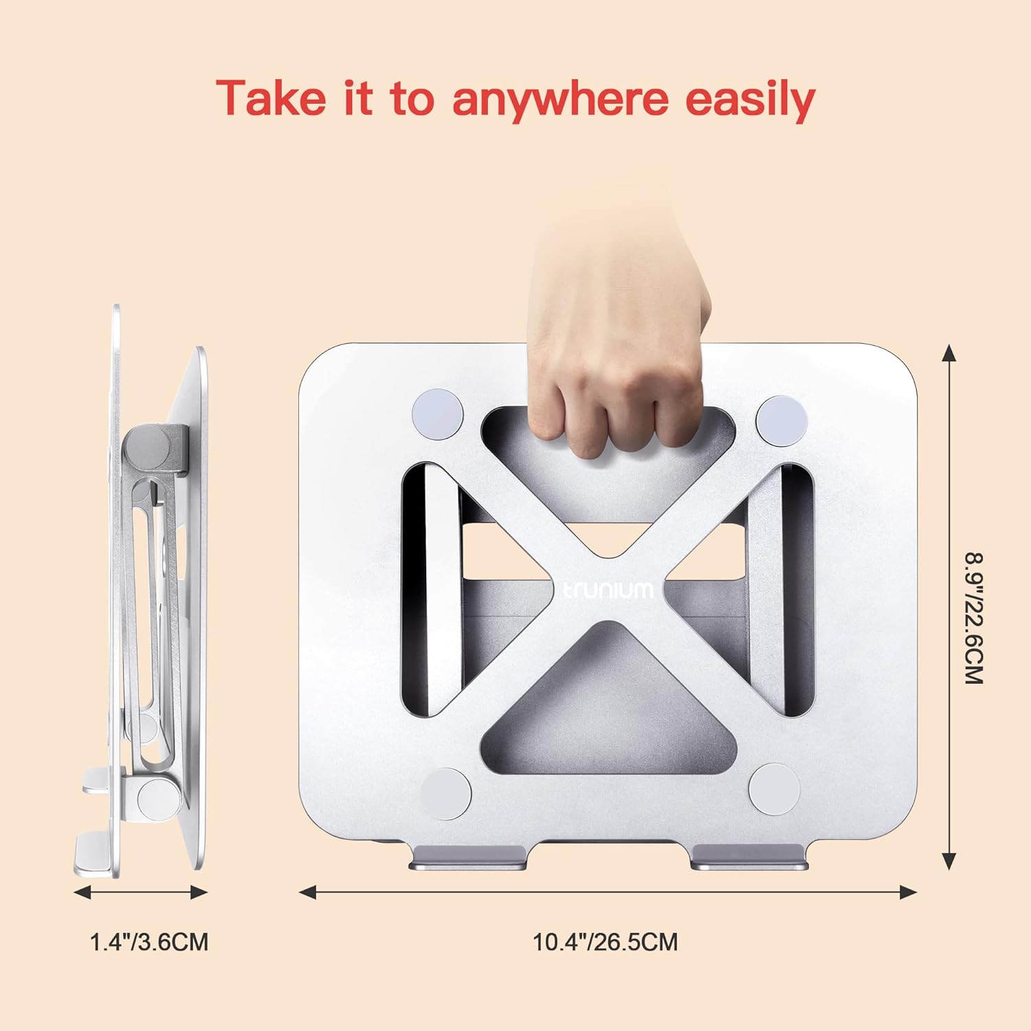 TRUNIUM Laptop Stand, Laptop Holder, Multi-Angle Stand with Heat-Vent, Adjustable Laptop Riser for Laptop up to 15.6 inches, Compatible for MacBook Pro/Air, Surface Laptop, and so on (Silver) : Electronics