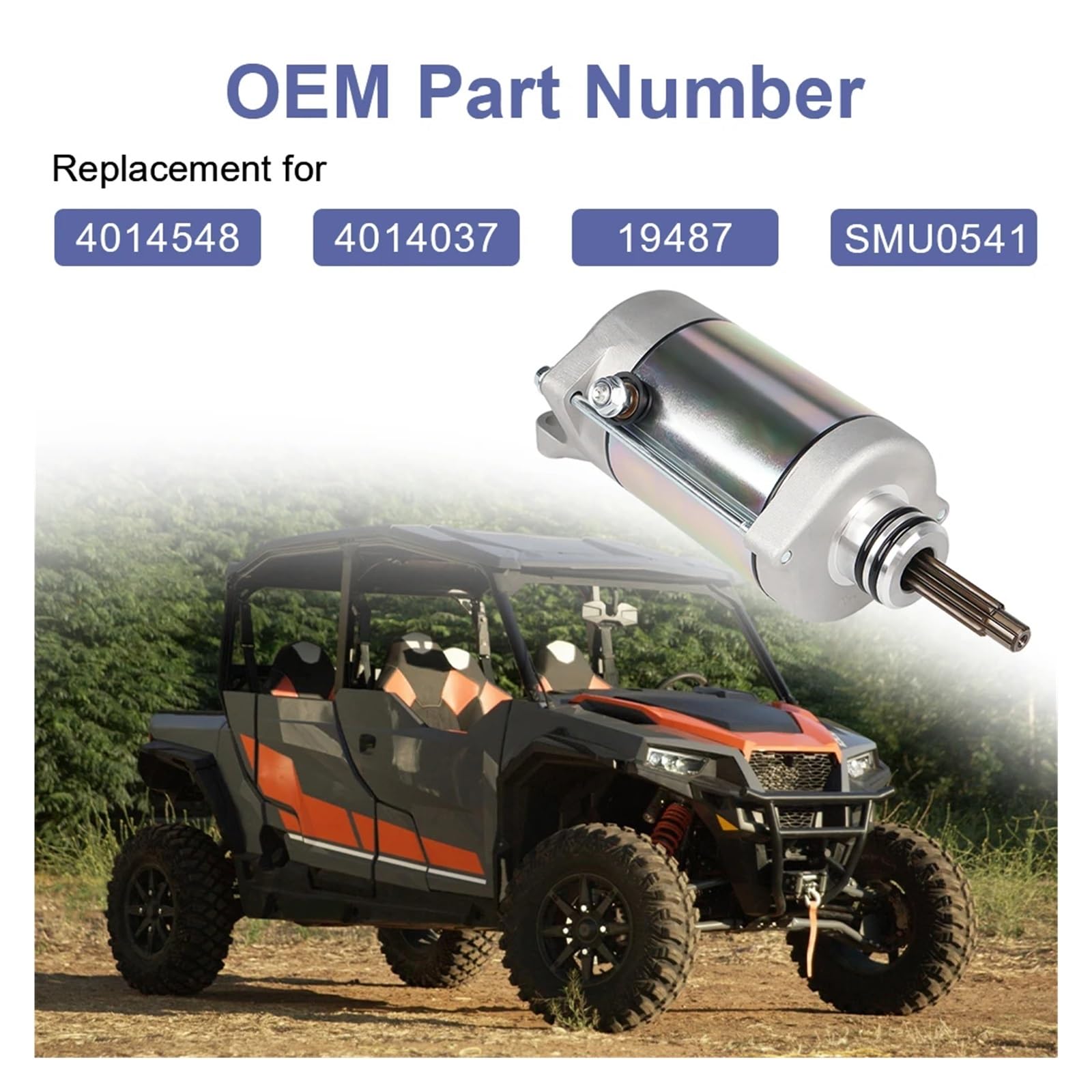 Démarreur pour Polaris Ranger, Crew, RZR, General XP 4 900 1000 12V 4014037 4014548 19487 Démarreur électrique pour Moteur de Moto