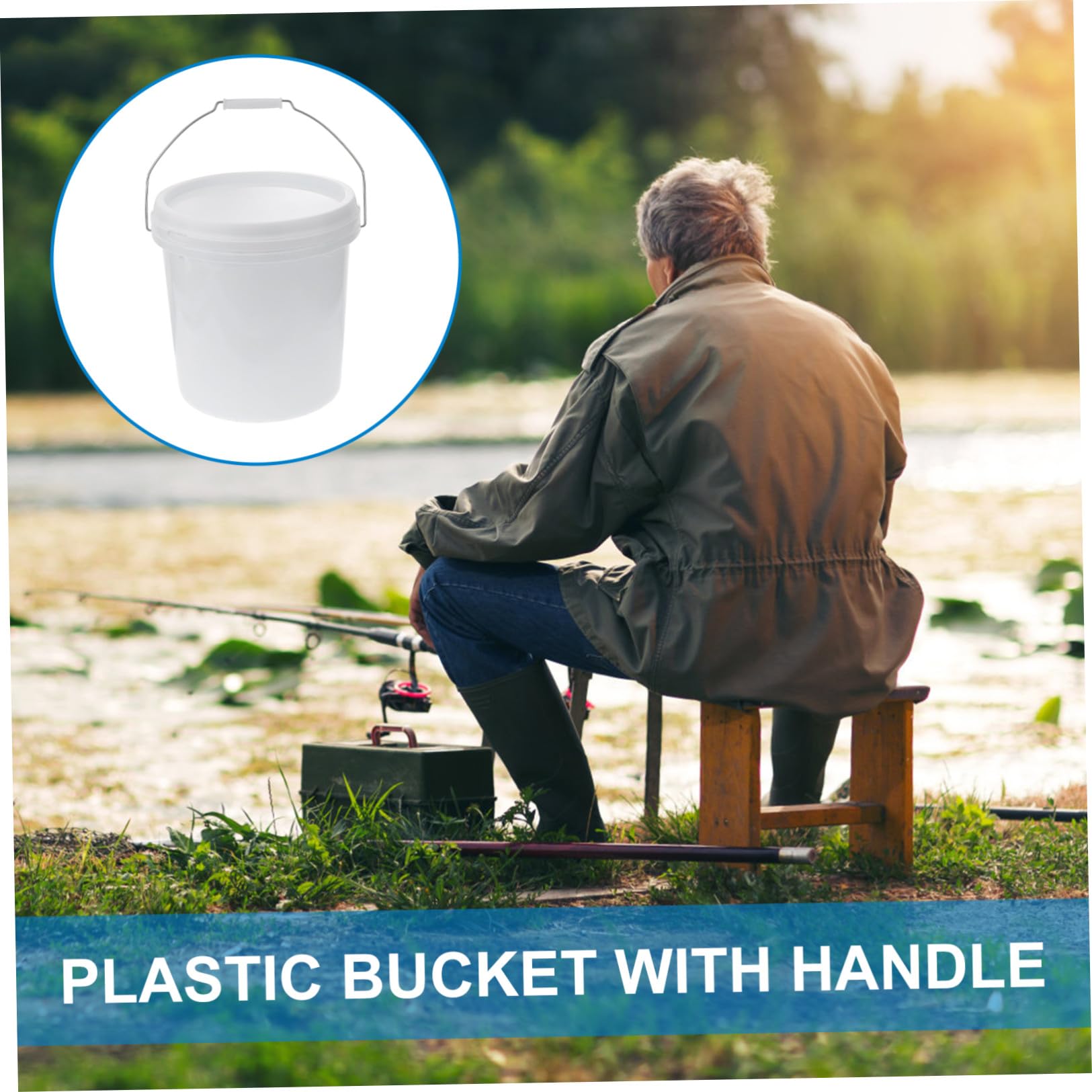 Veemoon Seau Rond en Plastique 10l Couvercle Blanc, Seau pour Produits de Nettoyage, Récipient Étanche et Portable, Usage Domestique Polyvalent pour Ménage, Jardin et Stockage, Pratique