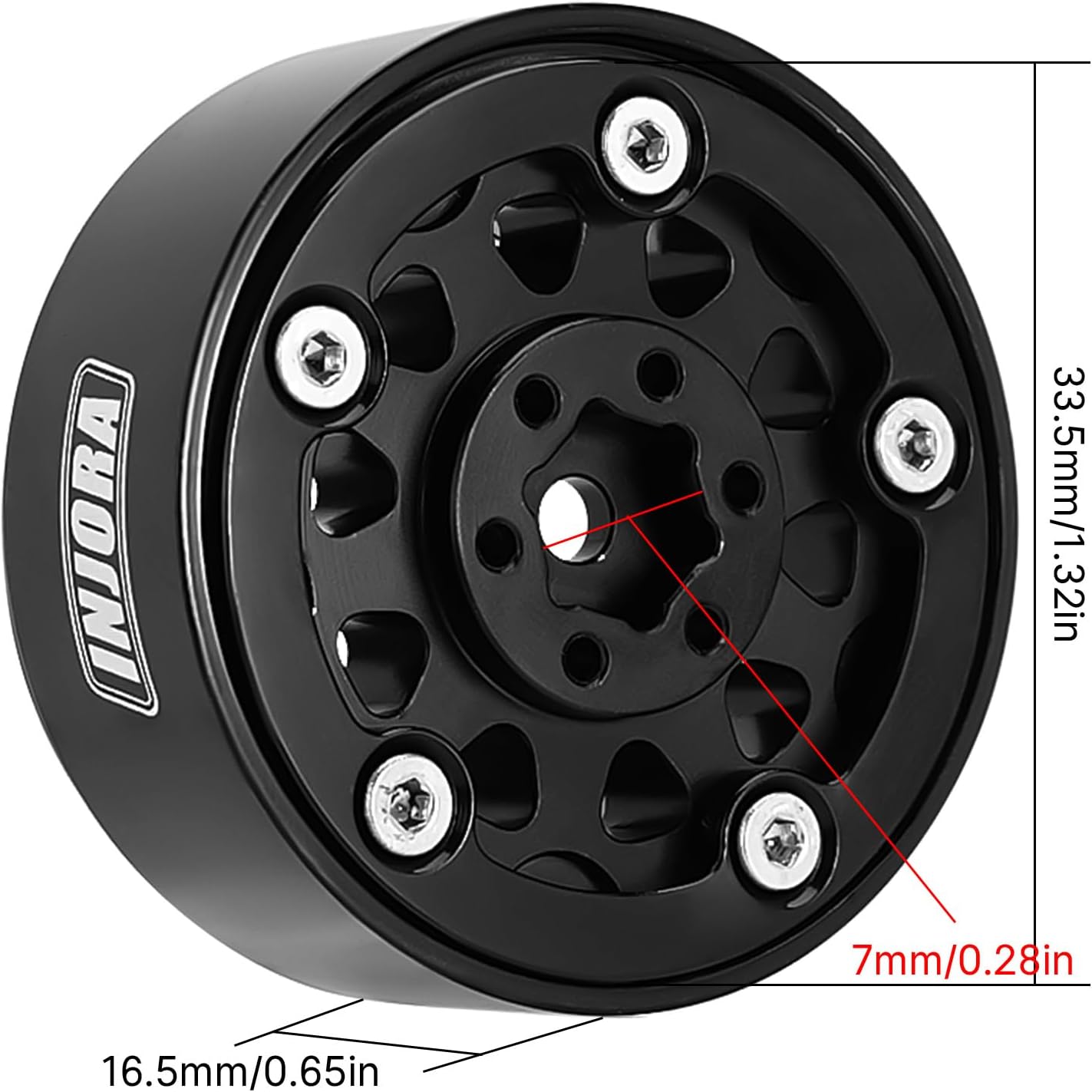 INJORA 1.3 Beadlock Wheel - Aluminium Wheel Rims for TRX4M SCX24 Upgrade 1/24 1/18 RC Crawler Car