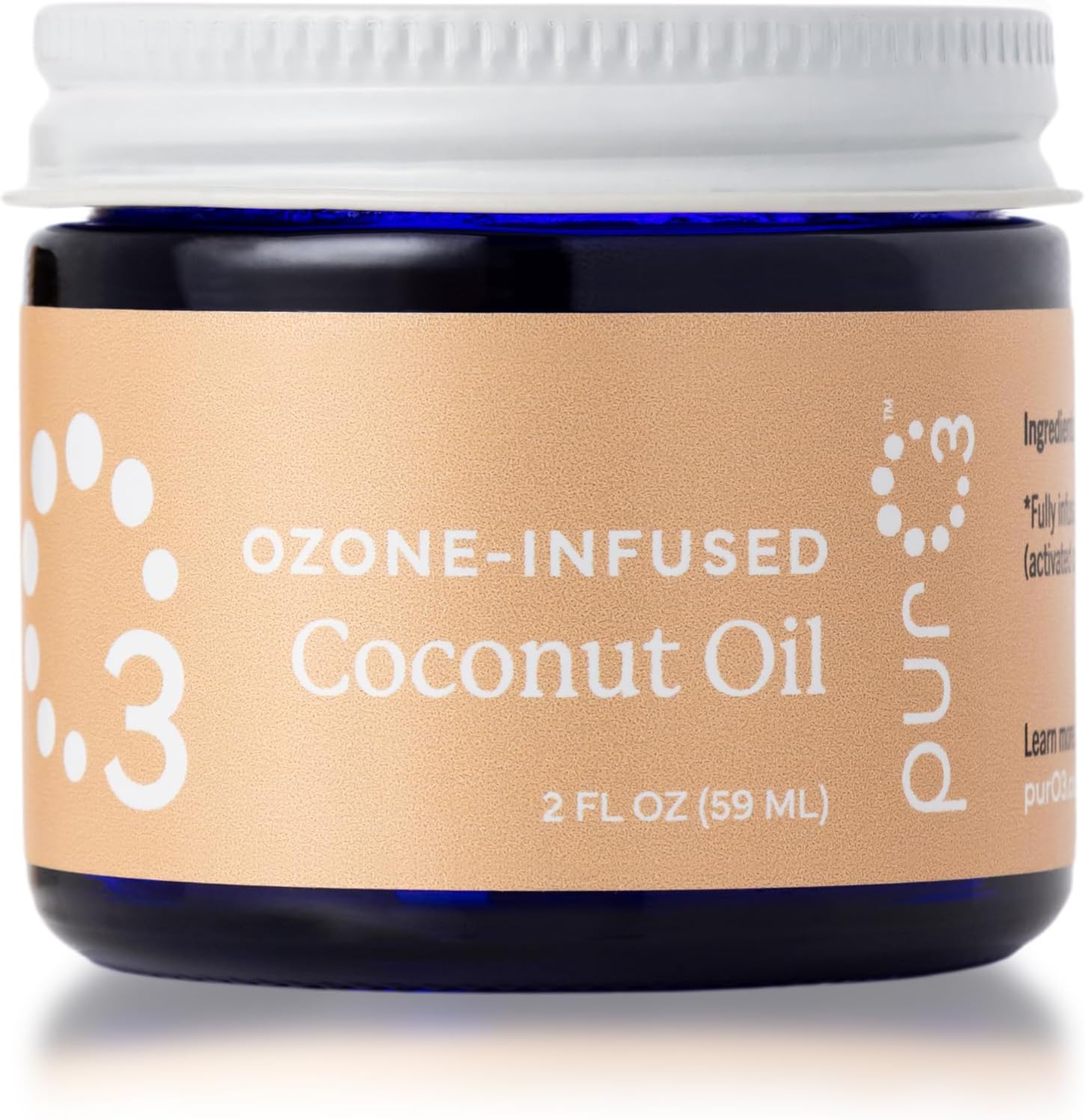 Ozonated Coconut Oil – Pure, Natural, Organic Skincare for Face & Body – Oxygenated Healing Lotion, Moisturizer & Beauty Cream in a Glass Jar – O3 Therapy Salve, 2 oz