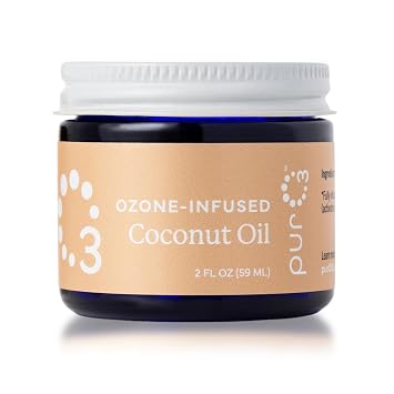 PurO3 Ozonated Coconut Oil Moisturizer & Beauty Cream, 2 oz | Pure, Natural, Organic Skincare for Face & Body Oxygenated Healing Lotion, Glass Jar, O3 Therapy Salve
