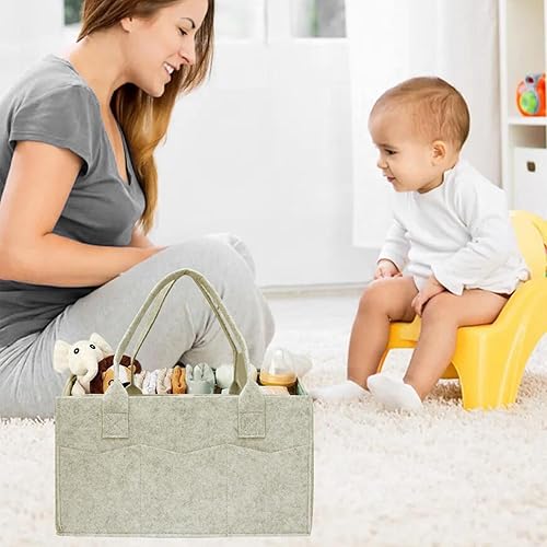 Vista 7 de Dorcy Paquete de 2 bolsas organizadoras de pañales para bebé, almacenamiento portátil de pañales con divisores, cestas de almacenamiento plegables