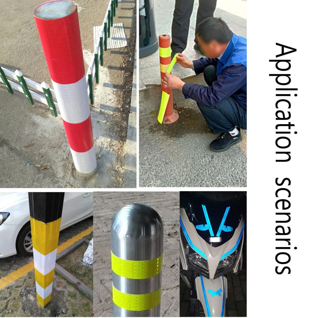Cinta de advertencia reflectante, Cinta Reflectante Adhesiva de Advertencia Multicolor 5 cm x 25 m(Wit)