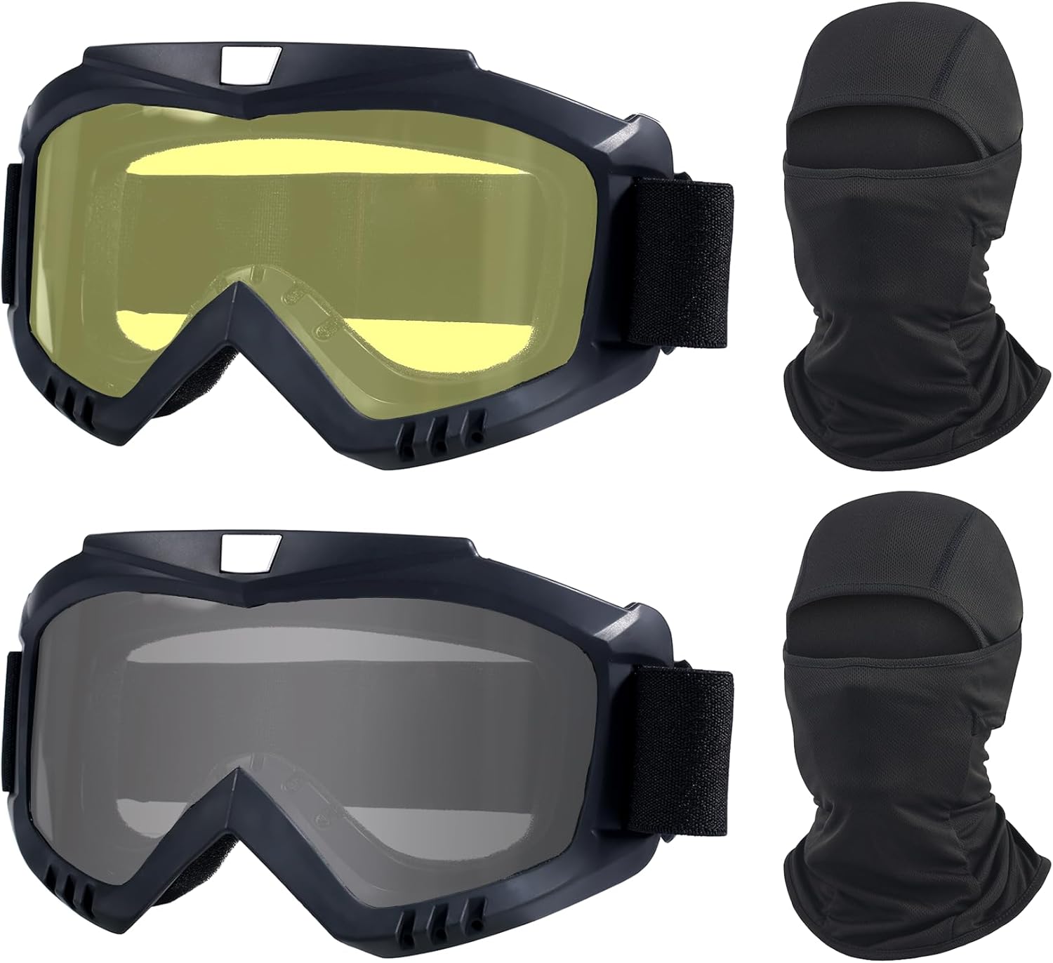 Dirt Bike Goggles, 2 Pack ATV Off-Road Riding Motorcycle Motocross Glasses with Sun UV Protection Balaclava Full Face Cover for Youth, Teens, Men & Women