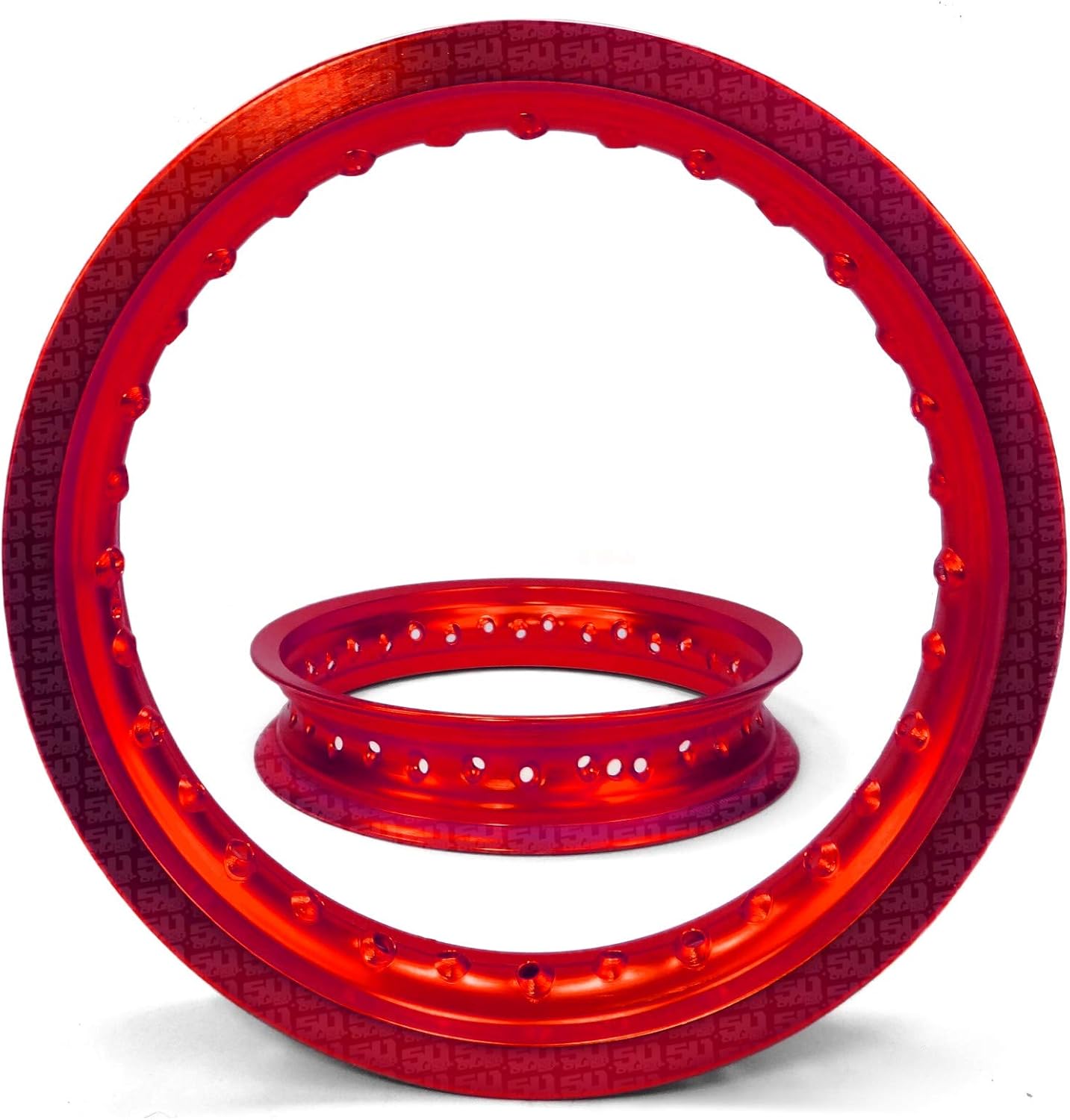 50 Caliber Racing Qty 2 Red 10" Wheel With Spokes Fits Honda xr crf xr50 crf50