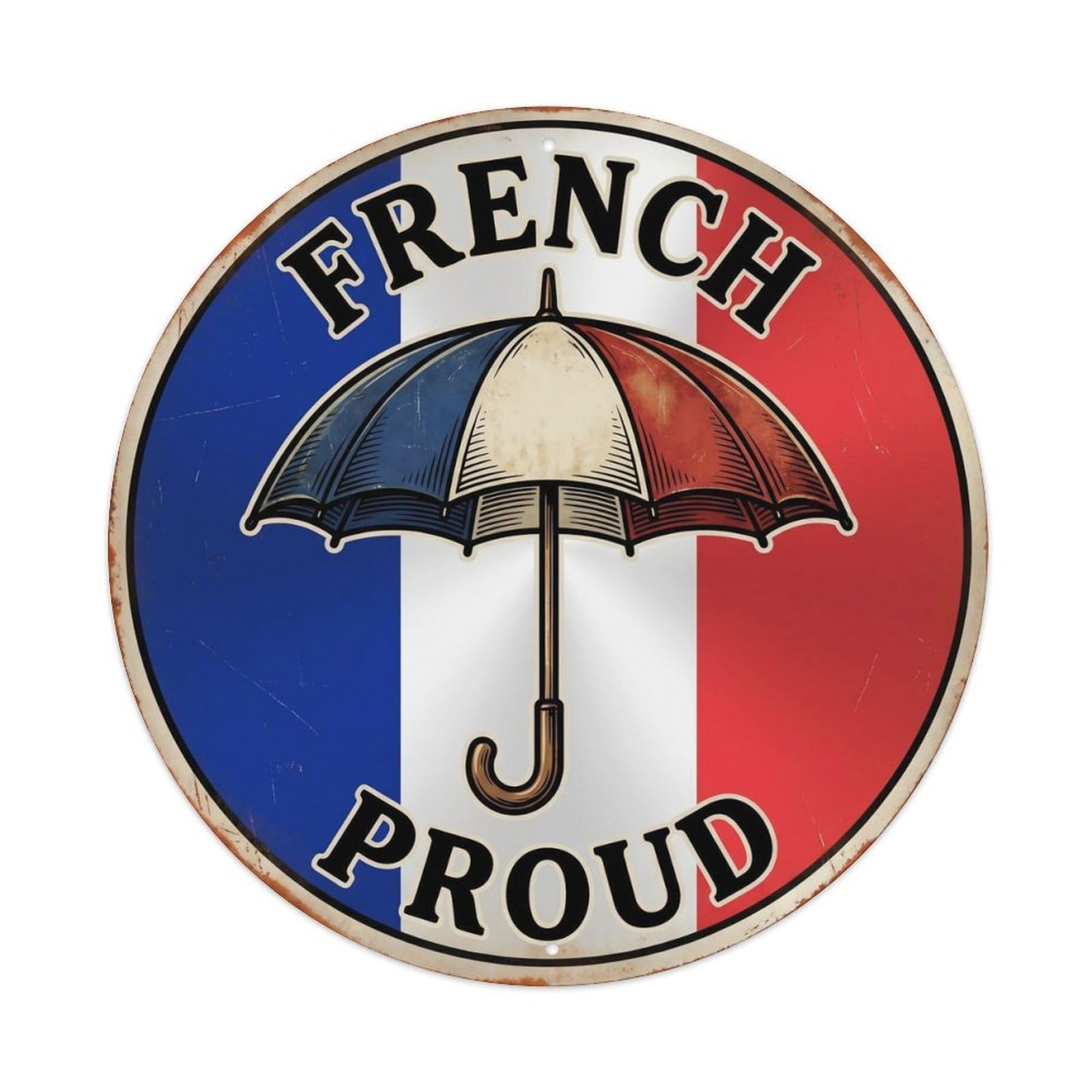 Olhnbad Style French Proud Umbrella Vintage Object Heritage Emblem Metal Tin Sign
