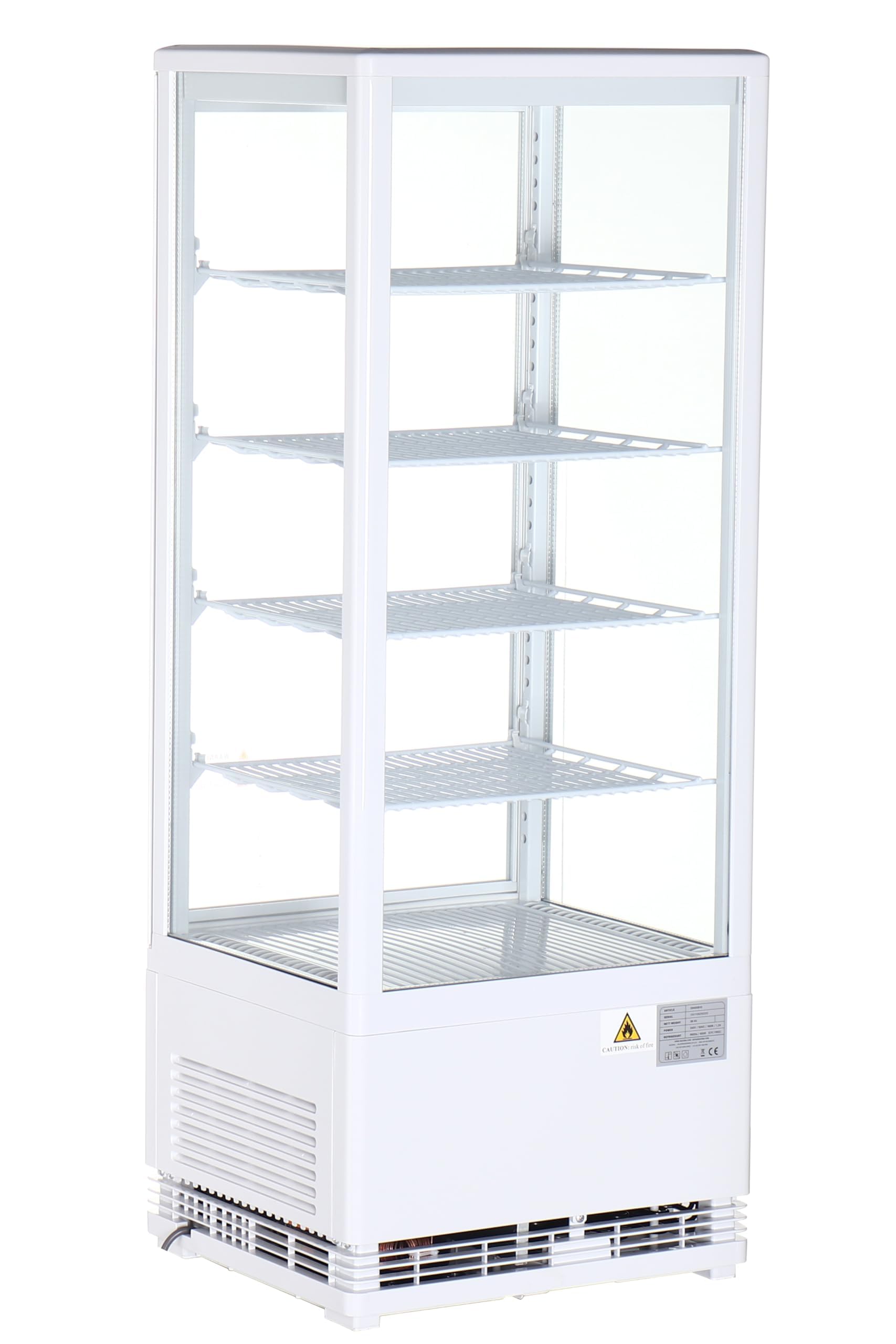 METRO Professional Panorama Kühlvitrine GGC2098, 42.8 x 38.6 x 111 cm, 98 L, 4 verstellbare Einlegeböden, LED-Beleuchtung, Weiß