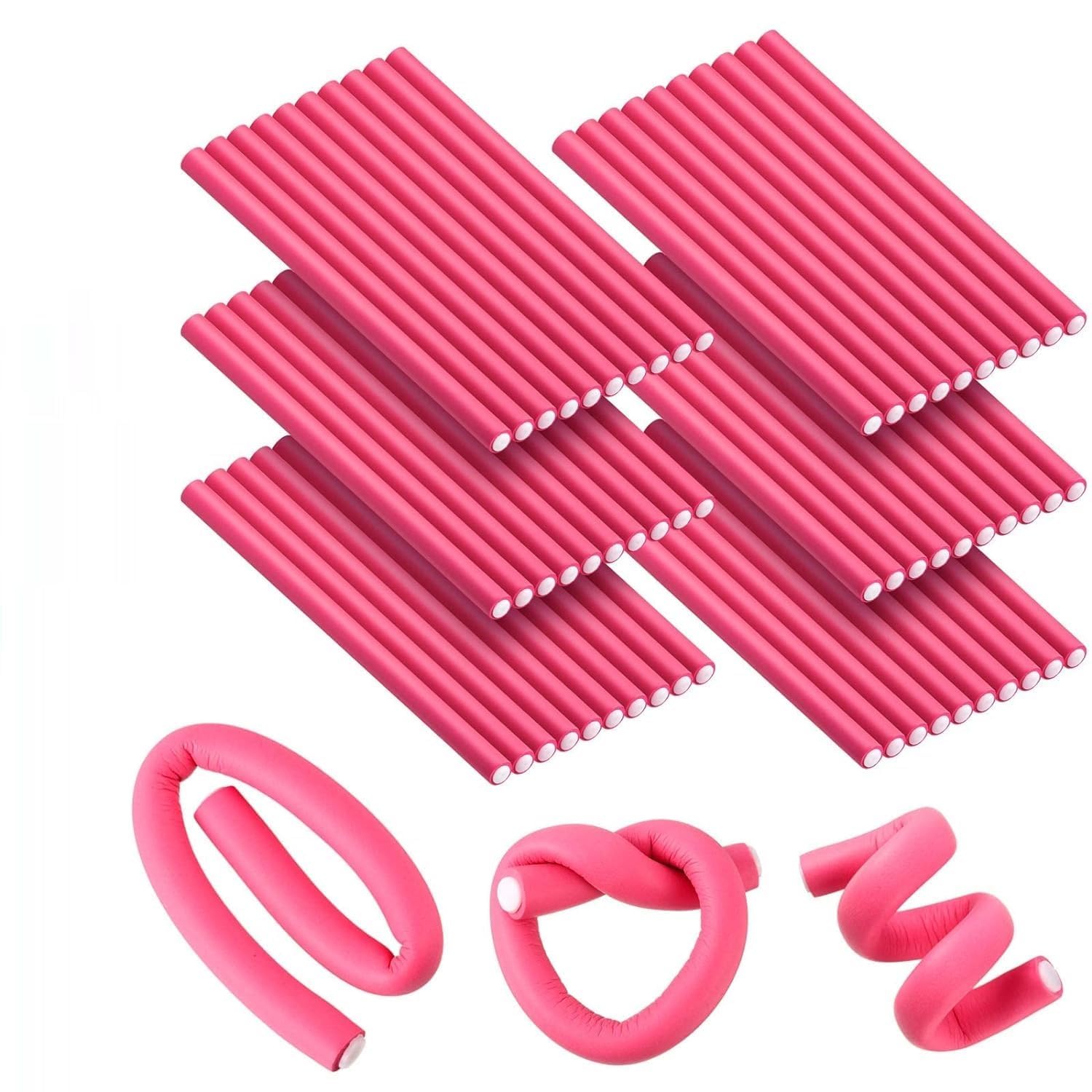 Flexible Curling Rods Flexi Rods Hair Curlers Set,Twist Foam Hair Rollers No Heat Hair Curlers Rollers,Steel Pintail, Rat Tail Comb for Short and Long Hair (0.3 X 7 INCH(EXTRA SMALL) 10PCS)