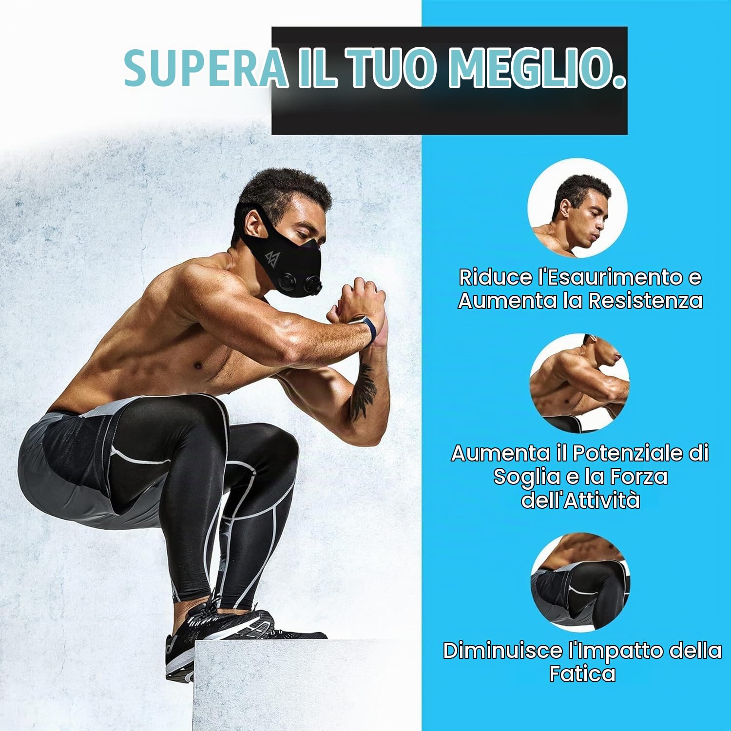 TRAININGMASK - 2.0 Multi brevettato con studi clinici – Maschera di allenamento elevation, maschera Endurance ad alta altitudine, maschera da corsa, maschera respiratoria