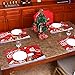 BESTonZON 6PCS Cute Christmas Placemats Waterproof Xmas Christmas Placemats Set, Red Holiday Table Mats for Dining Table Decoration(17.3” X 11.8”)