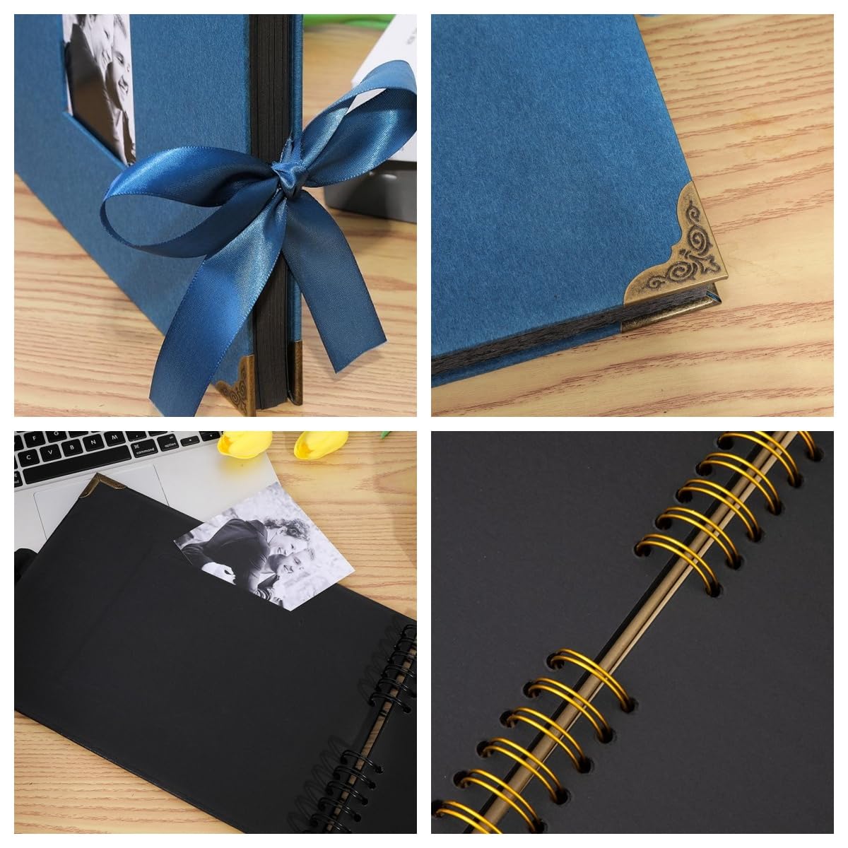 1 album fotograficzny do samodzielnego ozdobienia, "zrób to sam", 80 czarnych stron, zestaw do scrapbookingu na urodziny, zakończenie szkoły, Walentynki, rocznicę (brązowy)