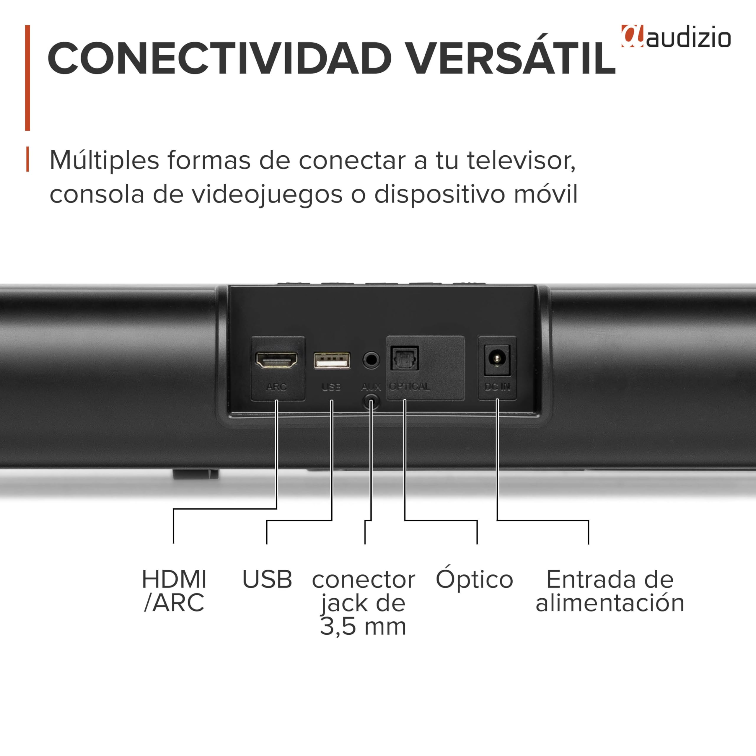 Audizio SB92WS – Barra de Sonido 150W con subwoofer inalámbrico 6,5”, HDMI ARC, Bluetooth 5.3, USB y Entrada óptica, soundbar 90 cm para TV, Color Negro