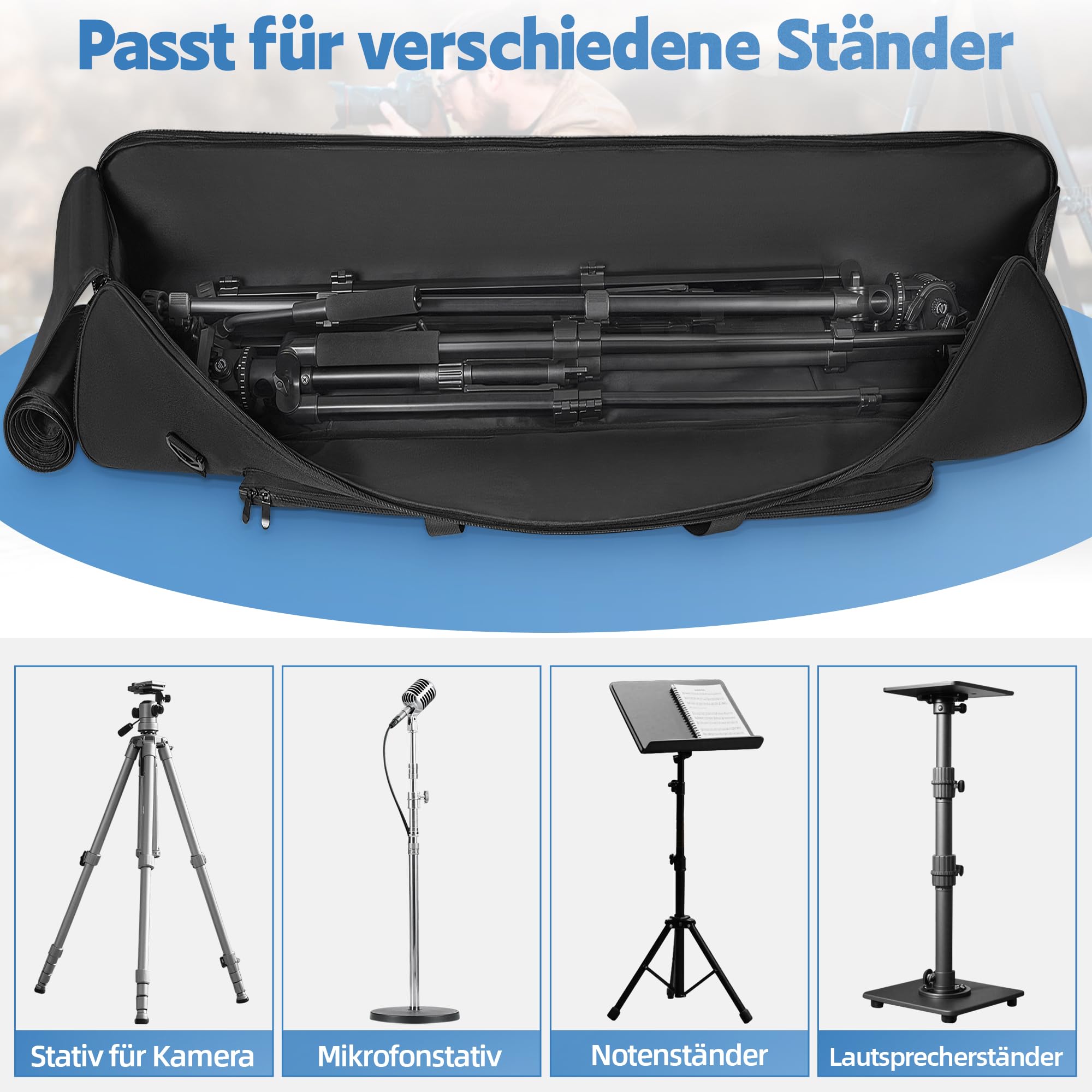 OUUTMEE 40" Tragbare Stativtasche 102 x 21 x 21 cm/40,2" x 8,3" x 8,3" Stativ Tragetasche mit Schultergurt，für Kamerastativ, Lichtstative, Einbeinstative und andere Fotoausrüstung