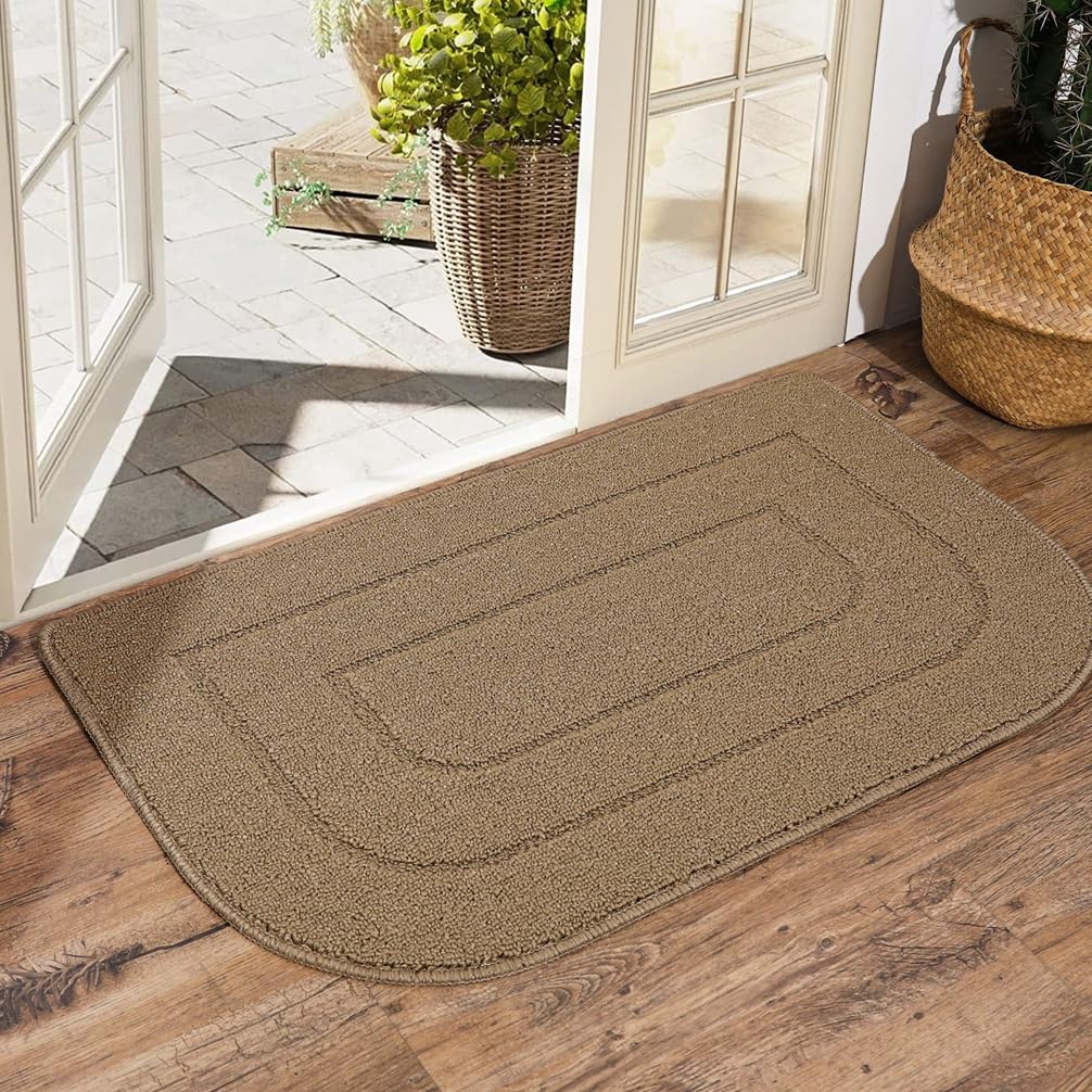 NIOKIT Half Round Entrance Door Mat Non Slip Machine Washable Entry Rugs for Front/Back Outdoor Half Circle Absorbent Kitchen Floor Mats,Low-Profile